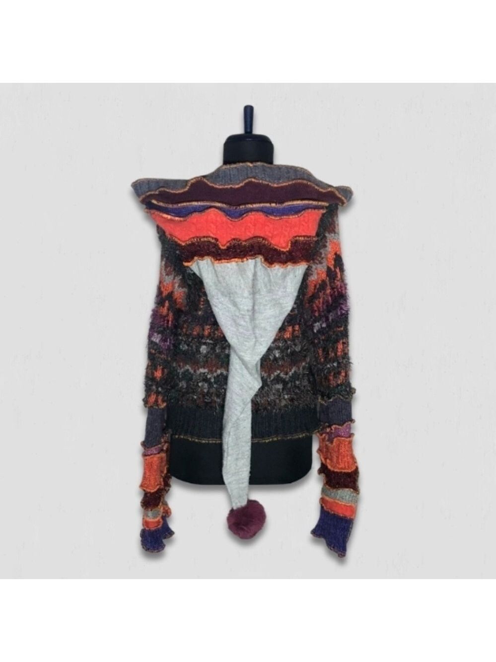Handcrafted Patch Knitted Sweater Upcycled Multicolor Medium - Picture 2 of 14